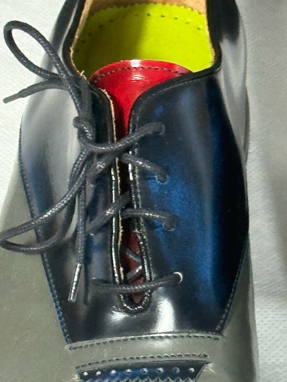 Oliver Sweeney Gray, Navy  & Red WingTip Square Toe Oxfords Dress Shoes 10 Italy